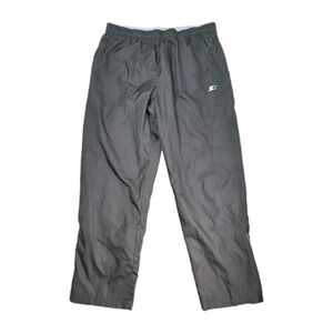 VTG Starter Mens Black Windbreaker Track Pants Mesh Lined Ankle Zip Baggy